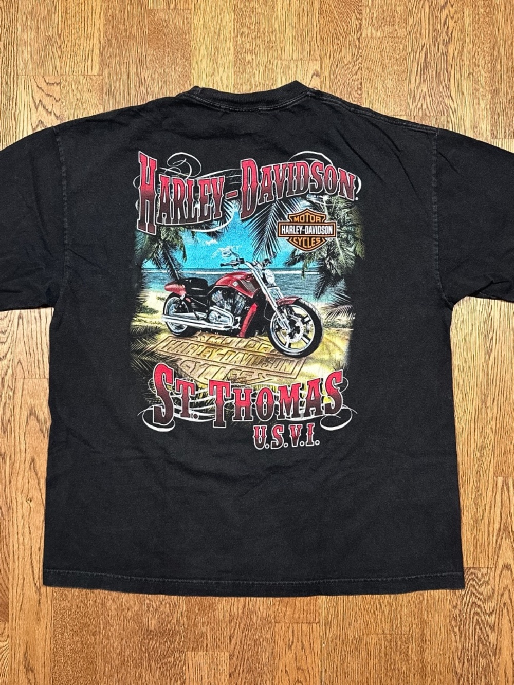 Vintage Y2K Harley Davidson St Thomas Virgin Islands Motorcycle T Shirt Mens XL